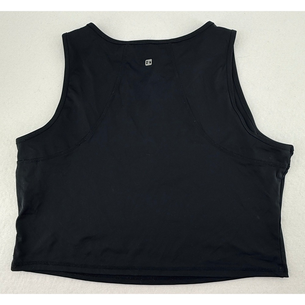 Hind Womens XL Black Quarter Zip Crop Tank Top Sleeveless Activewear Gym Shirt